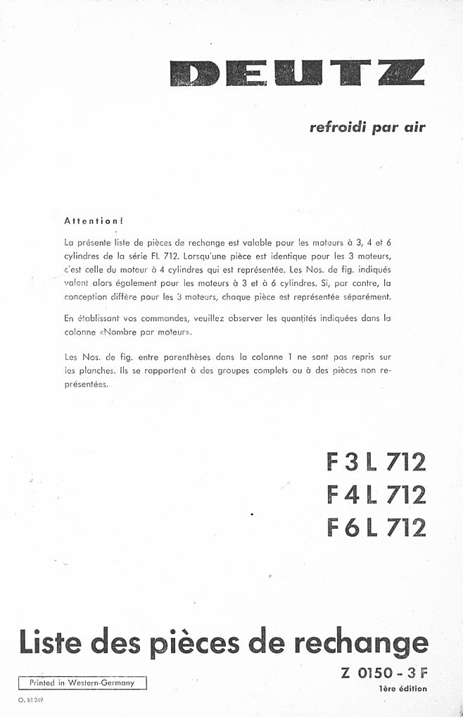 Troisième page du Catalogue pièces détachées DEUTZ F3-4-6L712