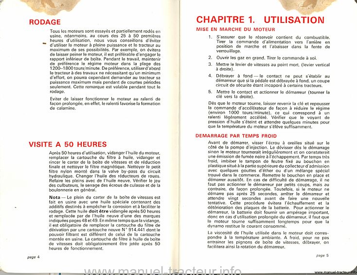 Quatrième page du Livret d'instructions tracteurs David Brown 880 Implematic et Implematic Drive