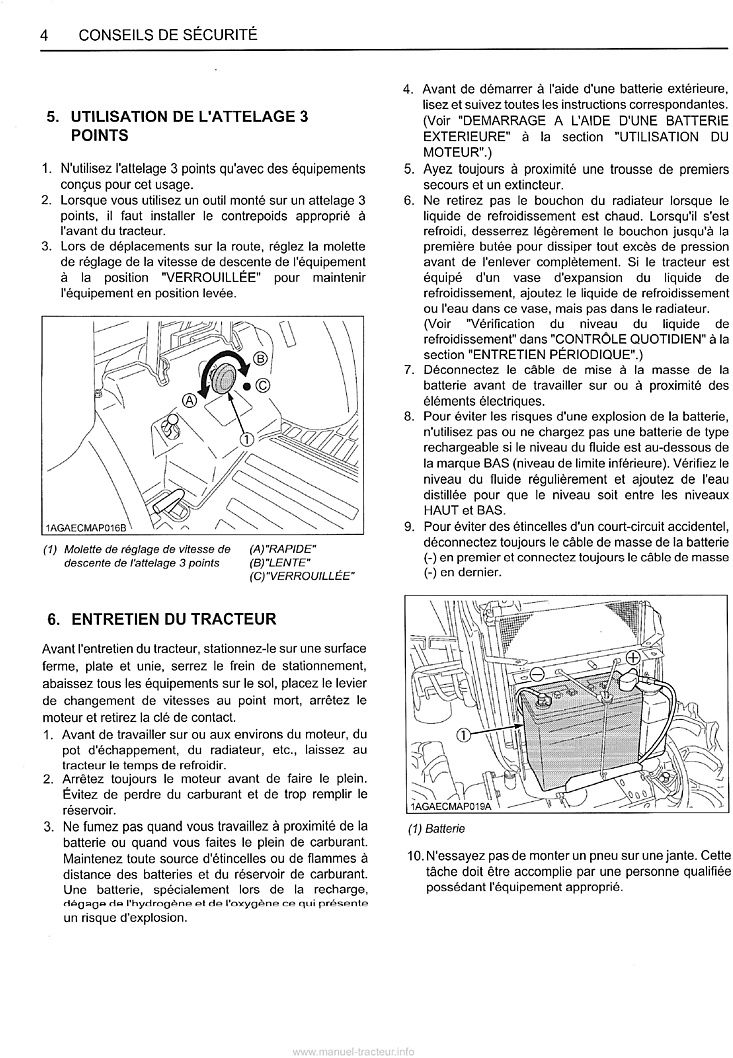 Sixième page du Manuel utilisateur tracteur Kubota B1220