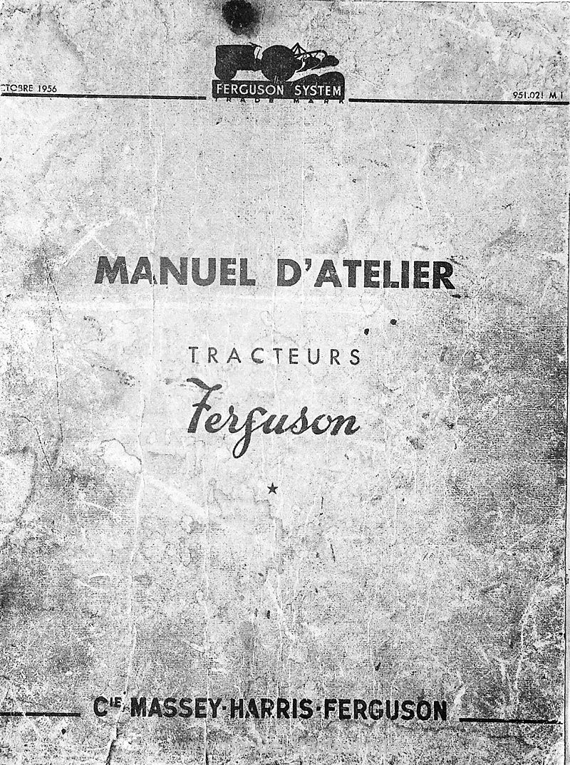 Première page du Manuel Atelier tracteurs Ferguson Petit Gris 
