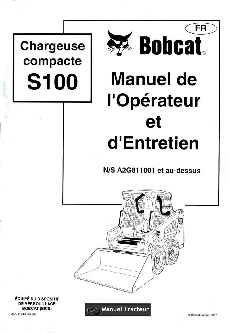 Première page du Manuel opérateur et entretien Bobcat Chargeuse Compacte S100