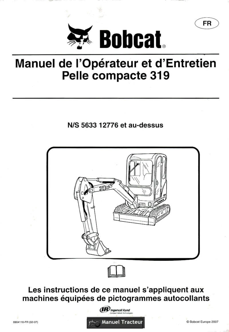 Première page du Manuel opérateur et entretien Bobcat pelle compacte 319