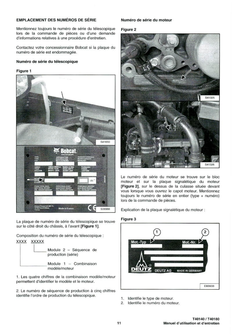 Cinquième page du Manuel utilisation et entretien Bobcat Téléscopique T40140 T40180