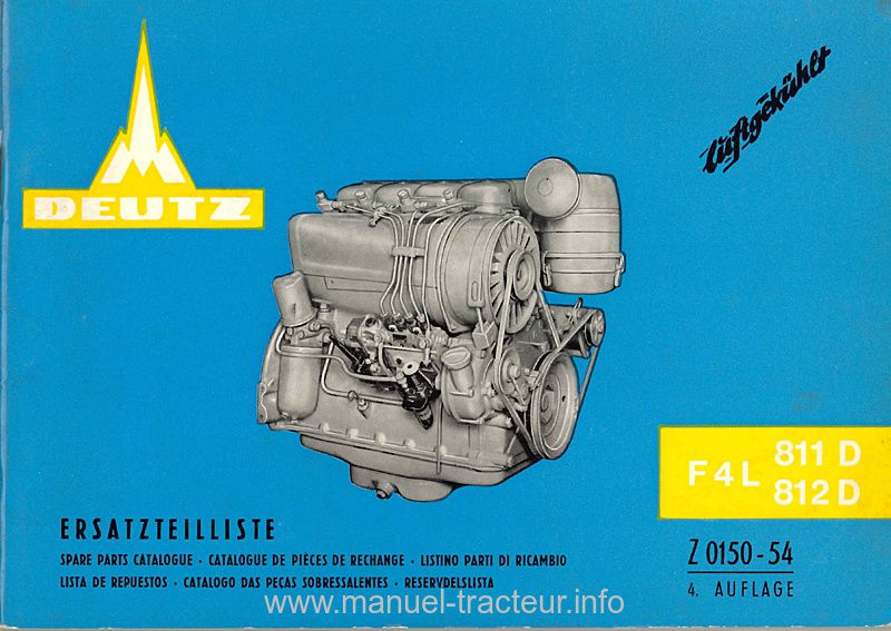 Première page du Catalogue pièces rechange moteurs DEUTZ F4L 811D 812D
