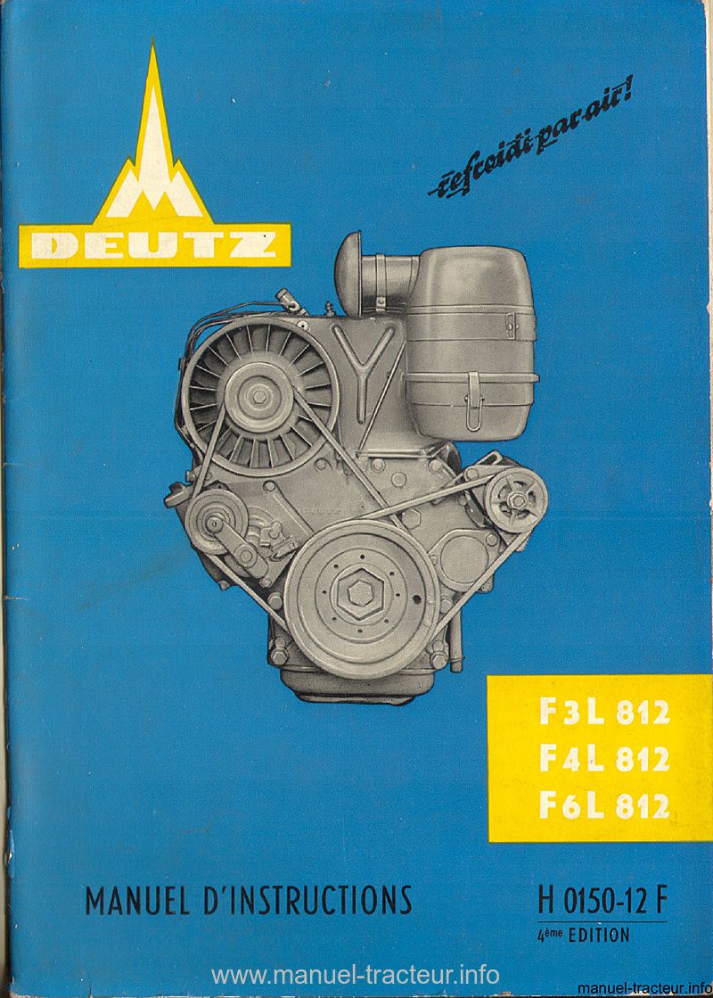 Première page du Manuel instructions moteurs DEUTZ F346 L812
