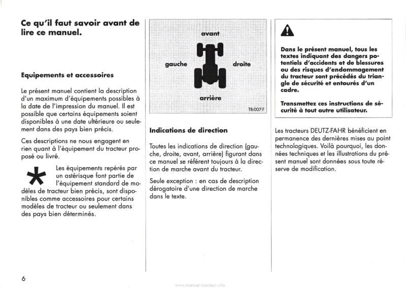 Troisième page du Manuel instructions tracteurs Deutz Agrotron 160 175 200