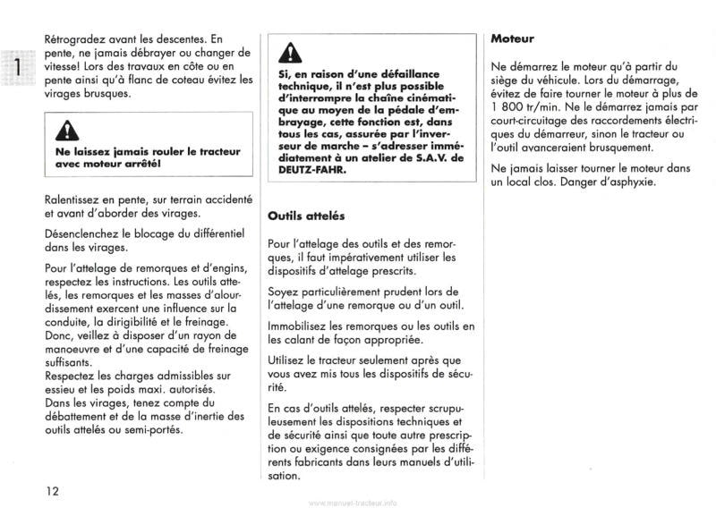 Sixième page du Manuel instructions tracteurs Deutz Agrotron 160 175 200