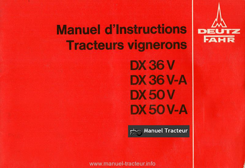 Première page du Manuel instruction Deutz DX36 DX50 V-A