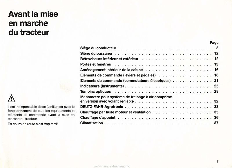 Quatrième page du Manuel instructions tracteur Deutz DX 7.10