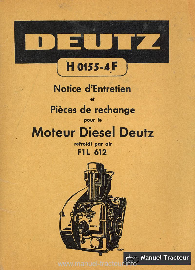 Première page du Notice et Pièces Deutz F1L612