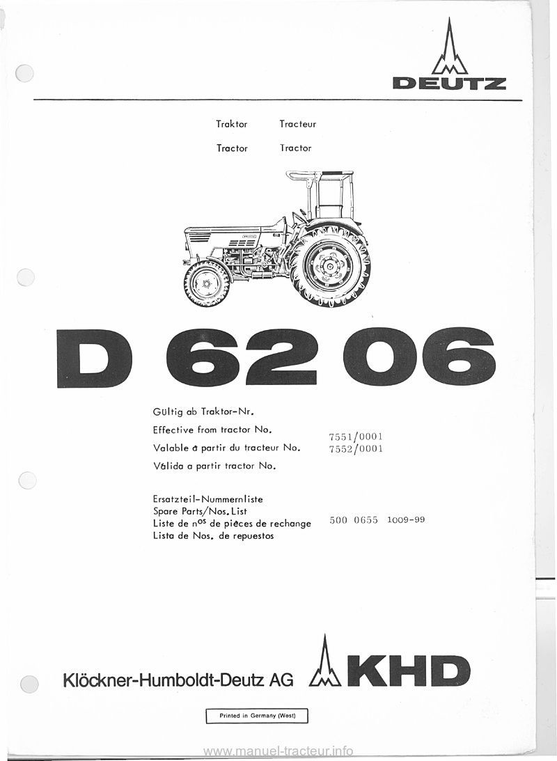 Deuxième page du Catalogue de pièces détachées pour le tracteur Diesel D 6206 