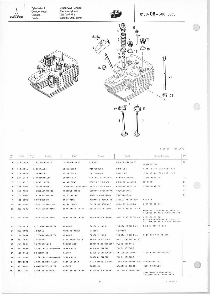 Sixième page du Catalogue de pièces détachées pour le tracteur Diesel D 6206 