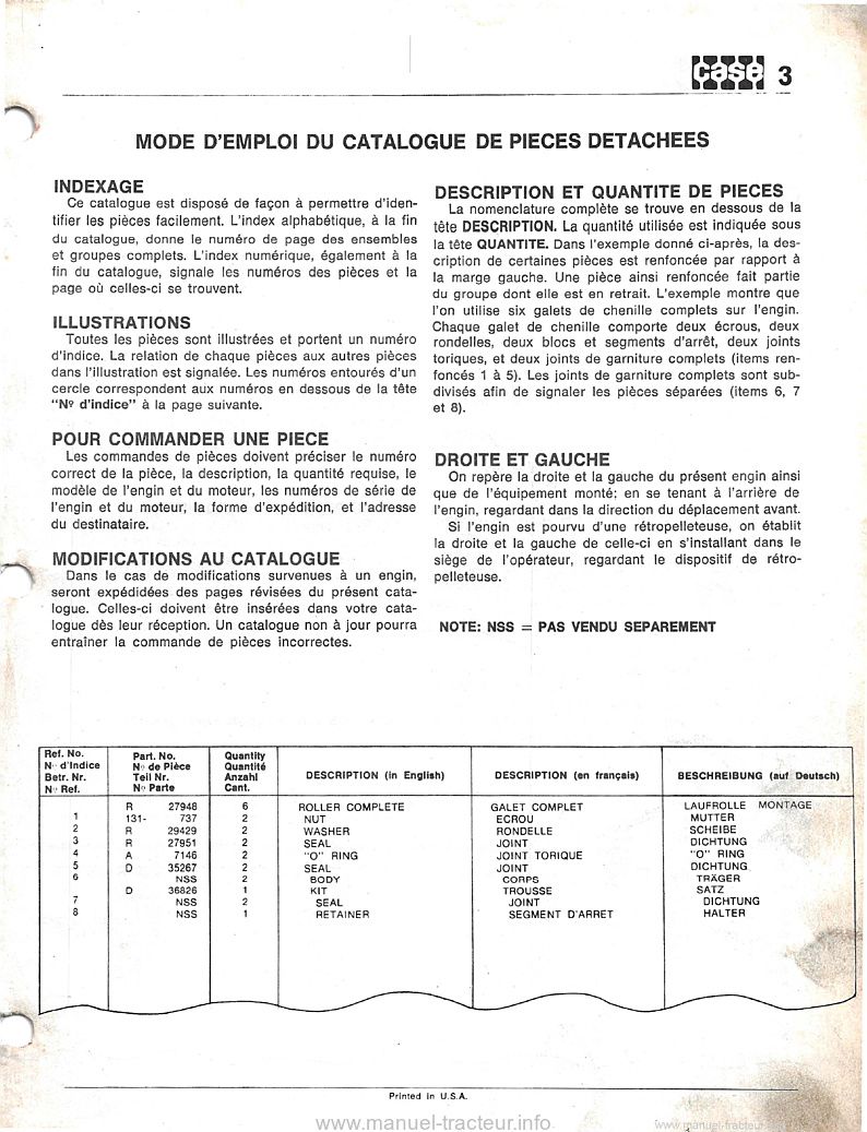 Deuxième page du Catalogue de pièces pelleteuse CASE 580F