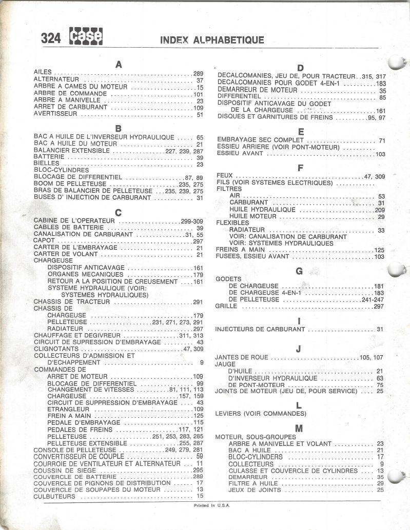 Troisième page du Catalogue de pièces pelleteuse CASE 580F