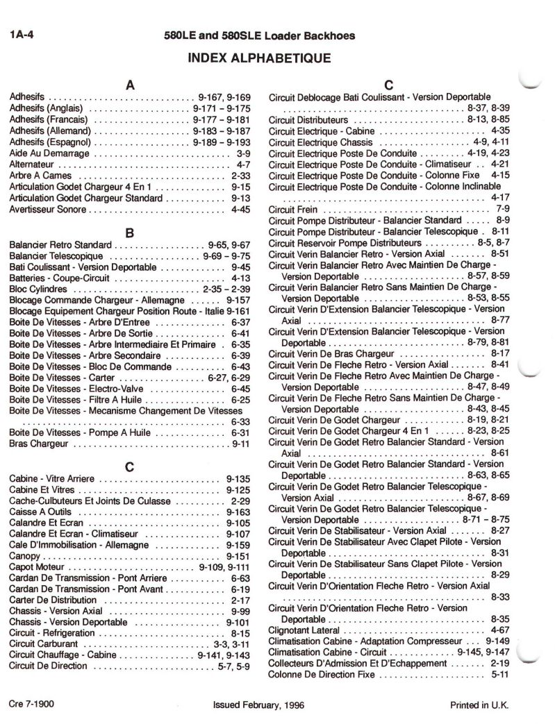 Deuxième page du Catalogue pièces détachées CASE 580 SLE LE