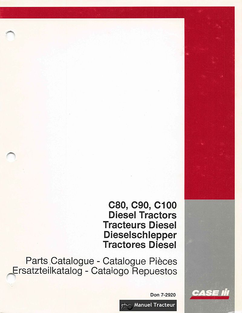 Première page du Catalogue pièces détachées tracteurs CASE IH C80 C90 C100