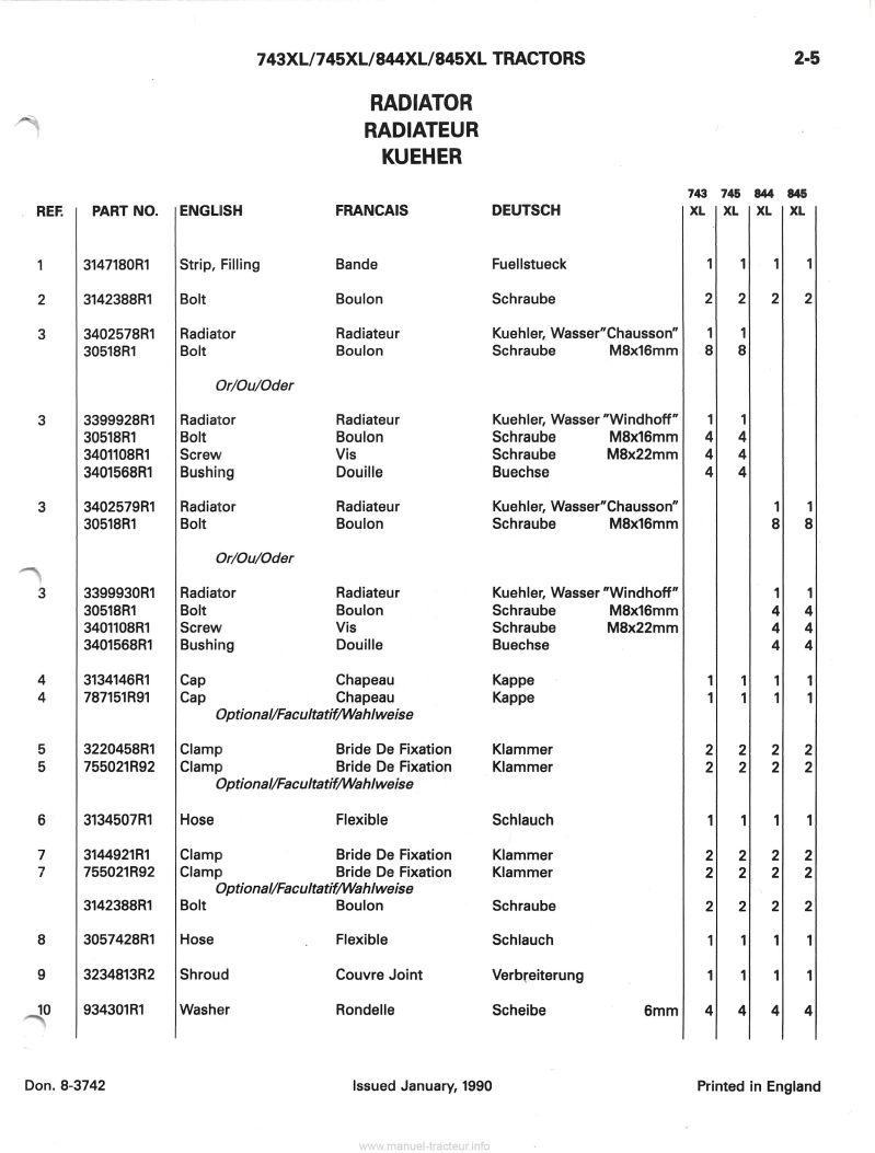 Neuvième page du Catalogue de pièces détachées IH CASE 743XL 745XL 844XL 845XL