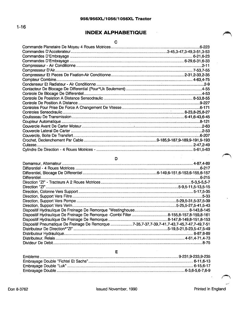 Cinquième page du Catalogue de pièces détachées tracteurs CASE IH 956 1056 956XL 1056XL