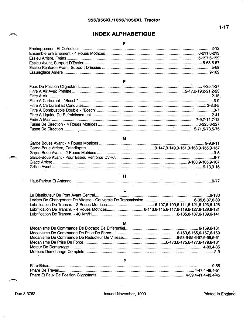 Sixième page du Catalogue de pièces détachées tracteurs CASE IH 956 1056 956XL 1056XL