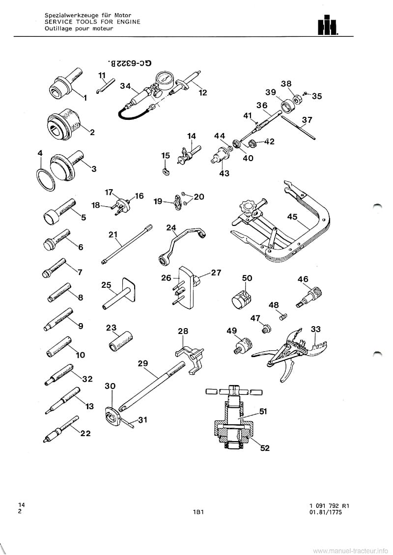 Cinquième page du Catalogue de pièces détachées tracteurs IH 955XL 1055XL