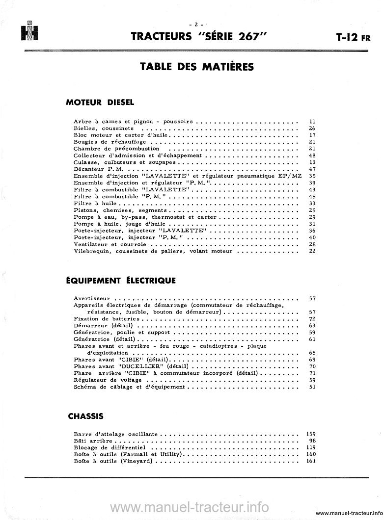 Troisième page du Catalogue pièces FARMALL série 267