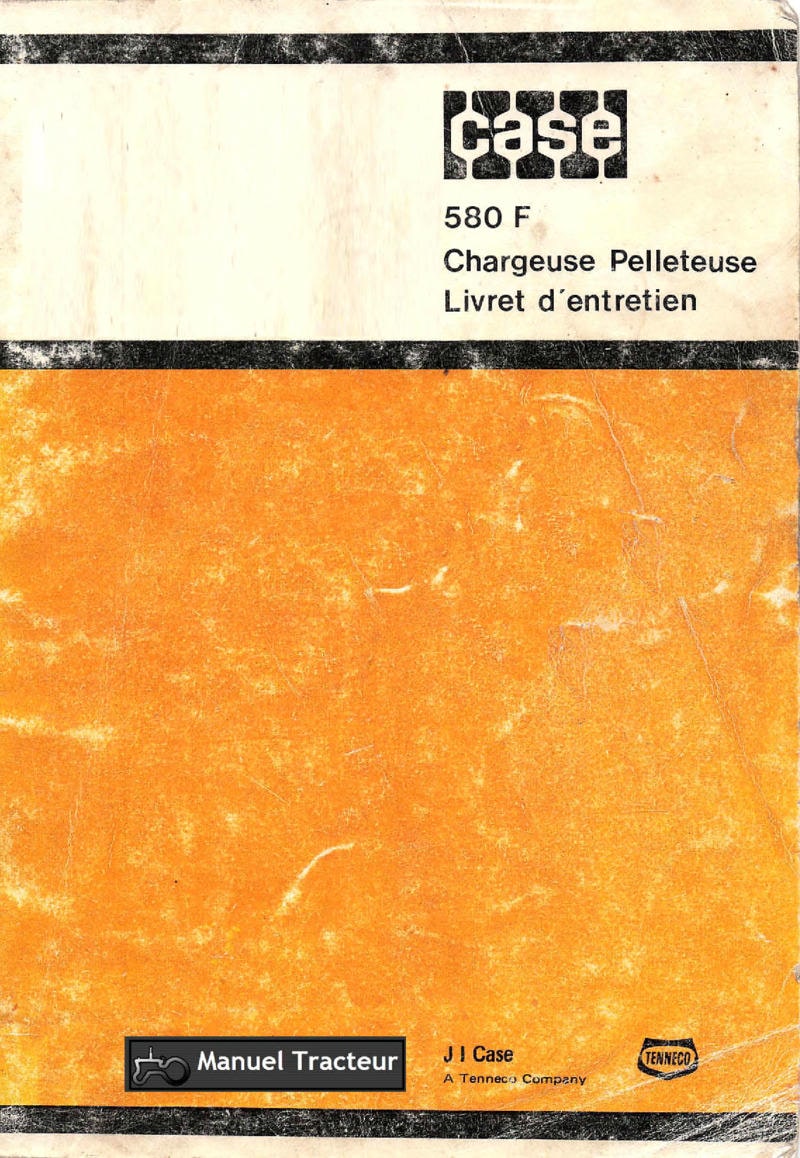 Première page de la revue technique - Livret entretien chargeuse pelleteuse Case 580F