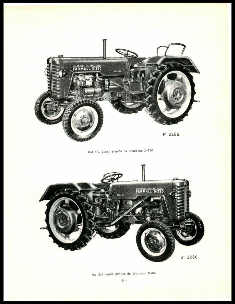 Quatrième page du Livret d'entretien tracteur McCormick IH D-320