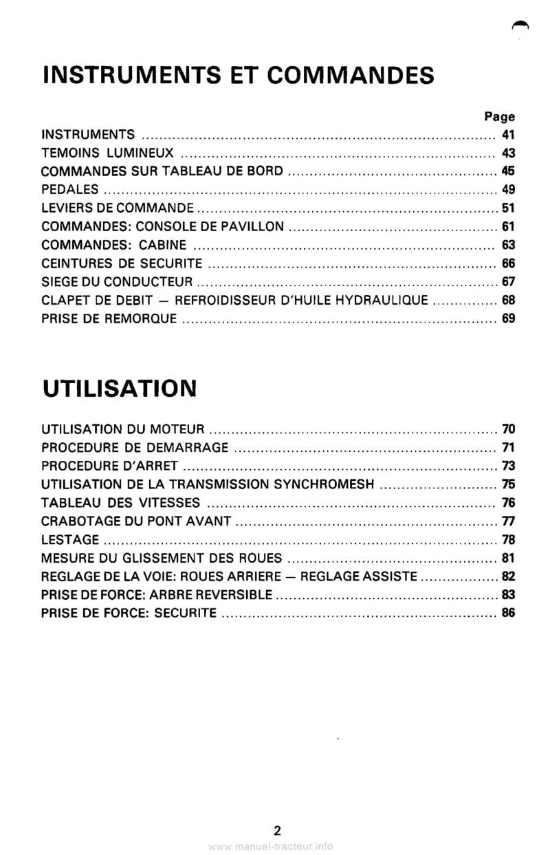 Quatrième page du Livret d'instructions des tracteurs David Brown Case 1690 Turbo, 4 roues motrices avec transmission synchromesh