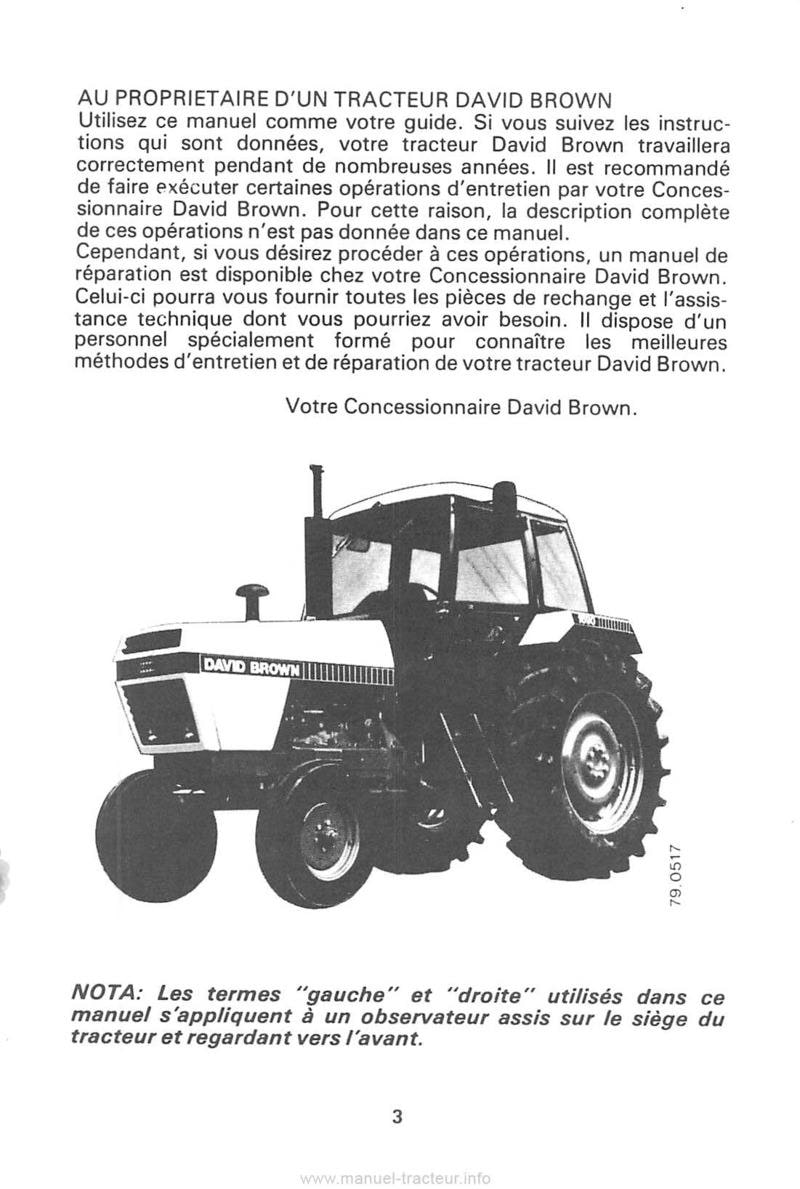 Cinquième page du Livret de l'utilisateur tracteur David Brown Case 1690