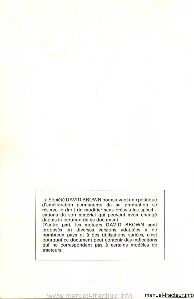 Deuxième page du Livret instructions DAVID BROWN 885 885 Etroit