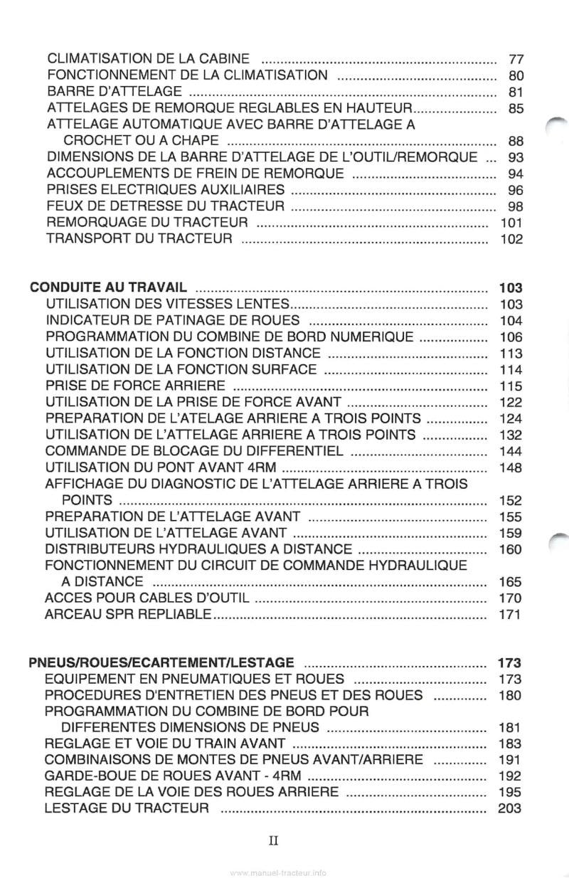 Troisième page du Manuel du conducteur tracteurs Case IH Série Maxxum MX100 MX110 MX120 MX135