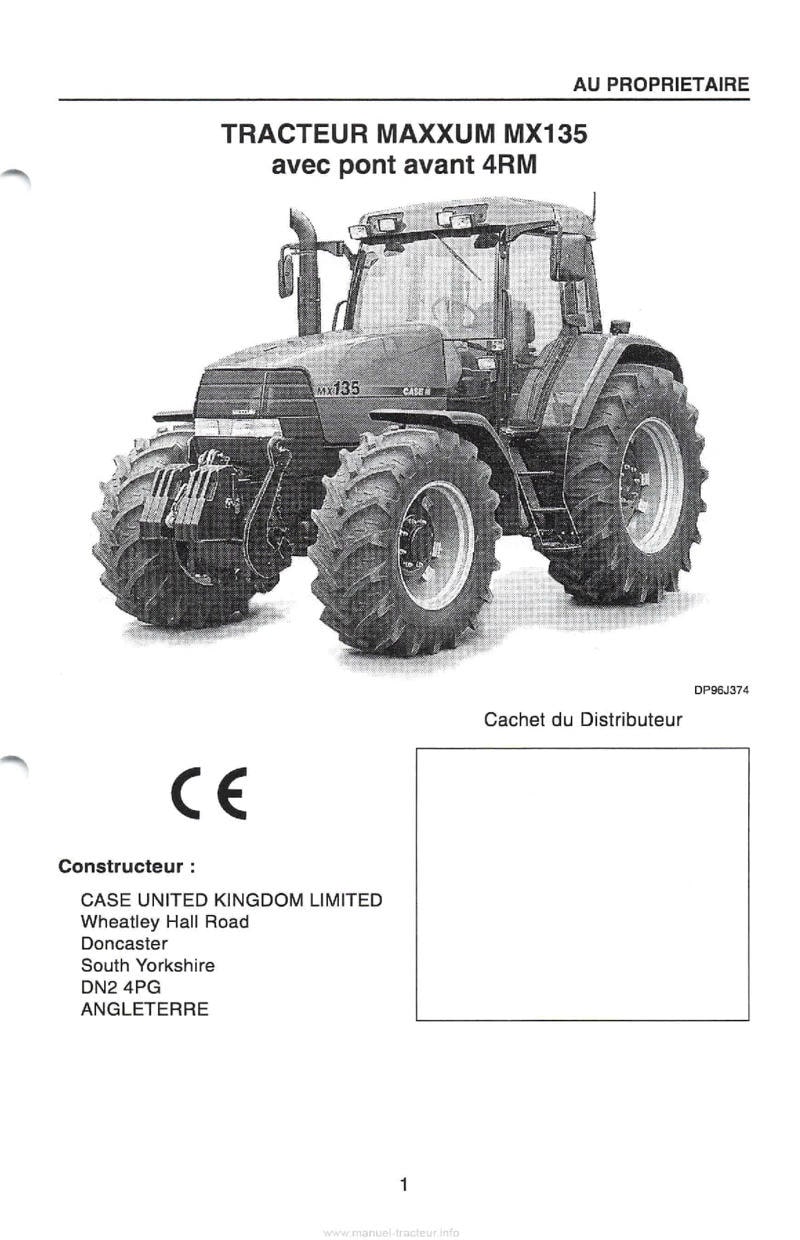 Cinquième page du Manuel du conducteur tracteurs Case IH Série Maxxum MX100 MX110 MX120 MX135