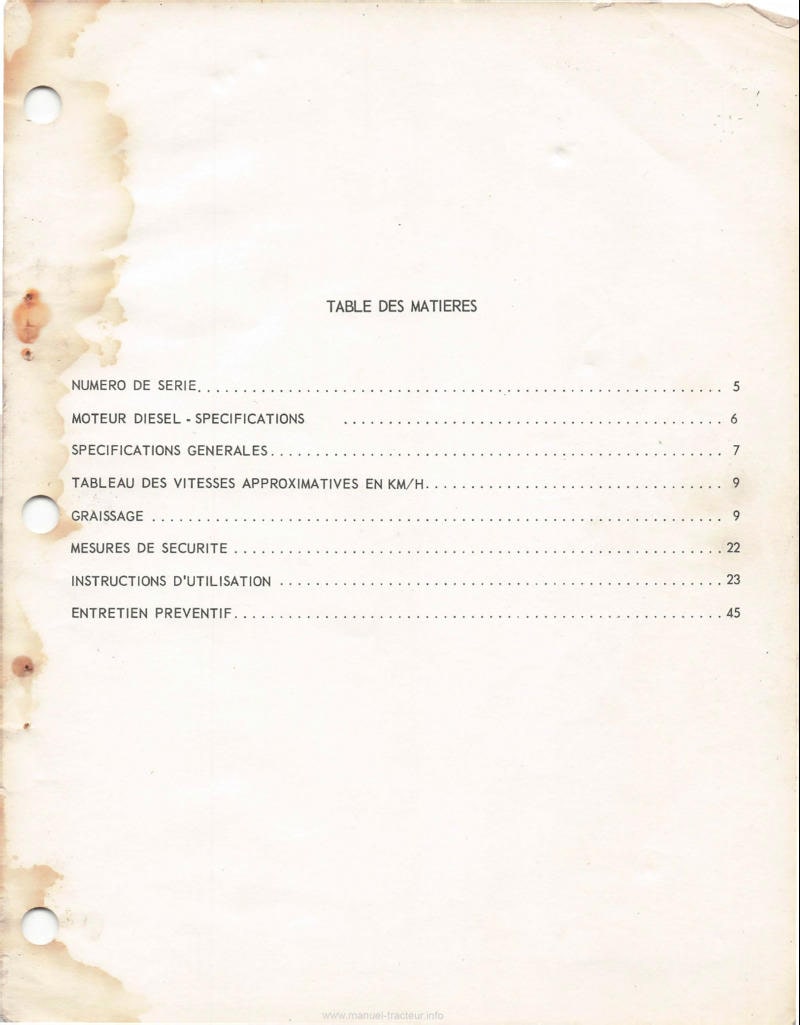 Deuxième page du Manuel opérateur tracteur Case 580 CK