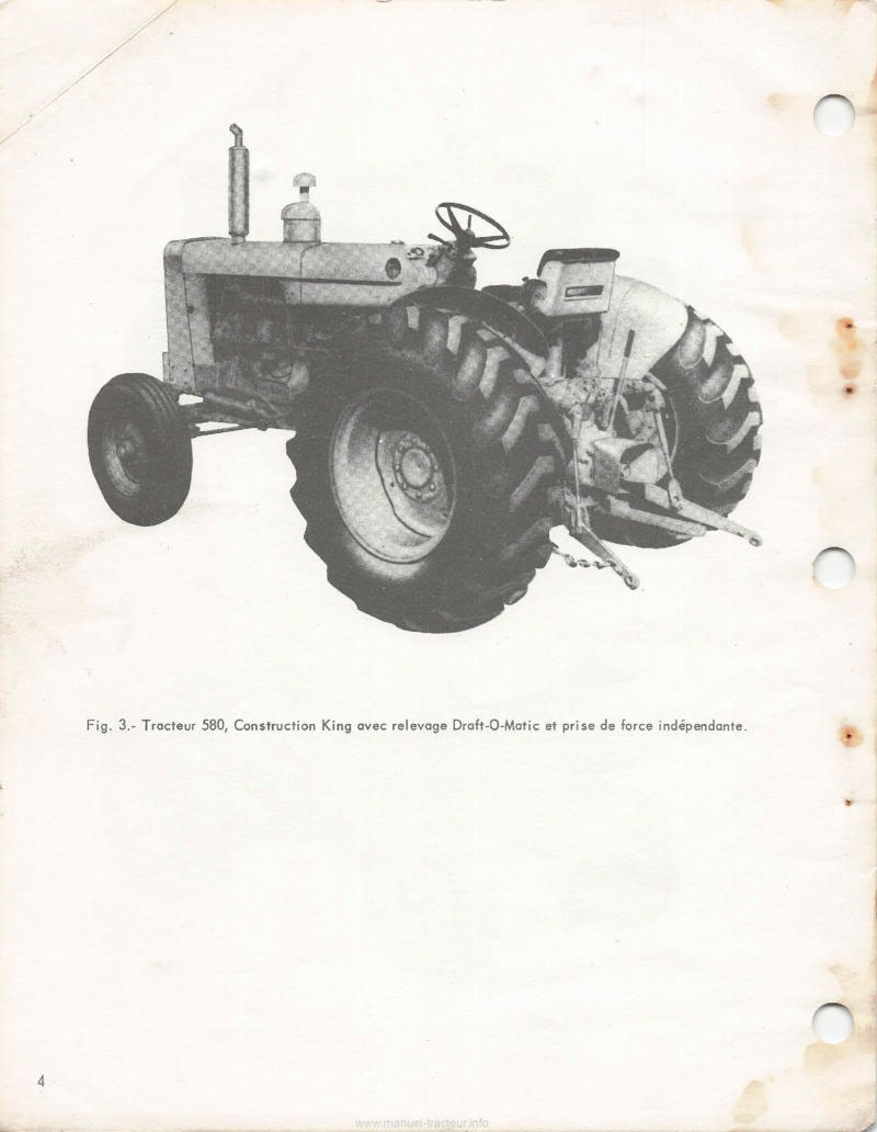 Quatrième page du Manuel opérateur tracteur Case 580 CK