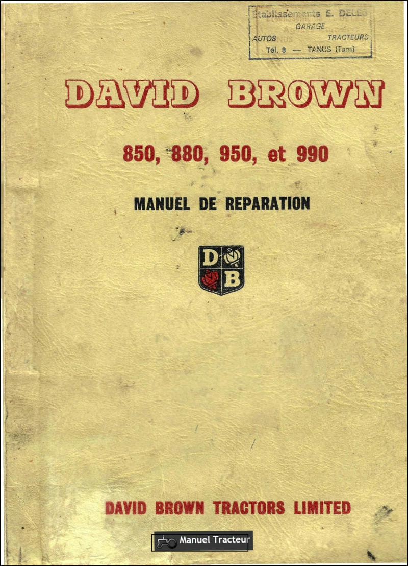 Première page du Manuel Réparation tracteur David Brown 950