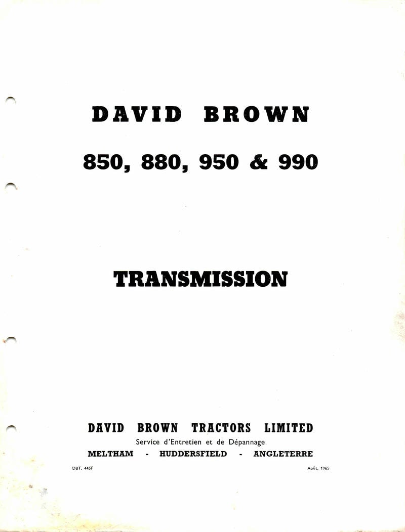 Sixième page du Manuel Réparation tracteur David Brown 950