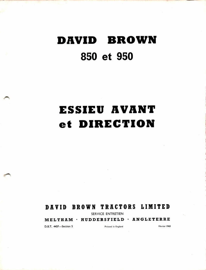 Septième page du Manuel Réparation tracteur David Brown 950