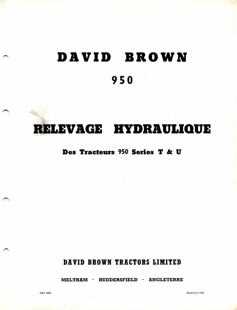 Neuvième page du Manuel Réparation tracteur David Brown 950