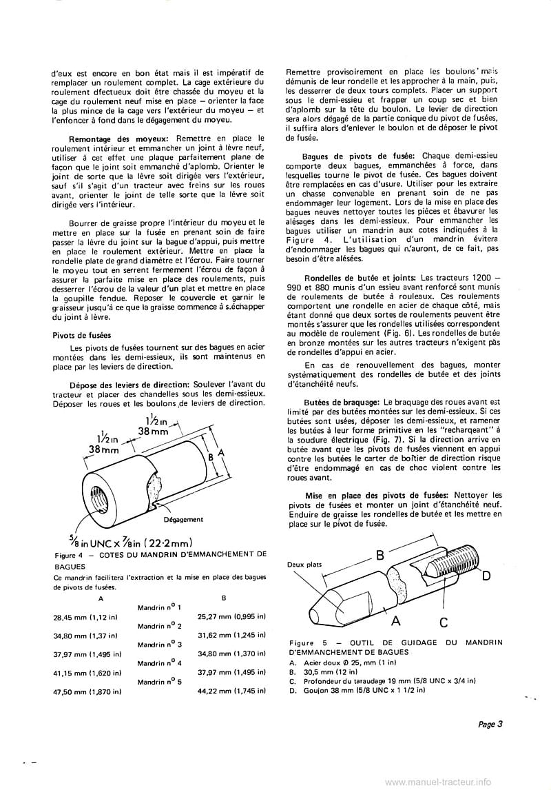 Cinquième page du Manuel de réparation tracteurs David Brown Selectamatic 770 780 880 990 1200 Essieu avant et Direction