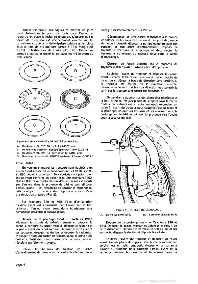 Sixième page du Manuel de réparation tracteurs David Brown Selectamatic 770 780 880 990 1200 Essieu avant et Direction