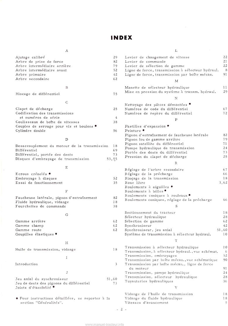 Troisième page du Manuel de service Transmission McCormick International 523 624