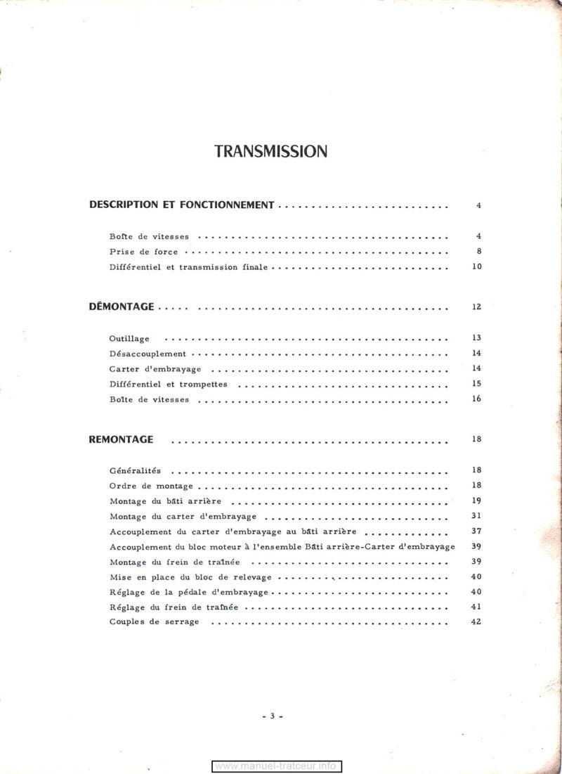 Troisième page du Manuel de service tracteurs Mc Cormick IH 265 267 Chassis (transmission, embrayage, freins, direction)