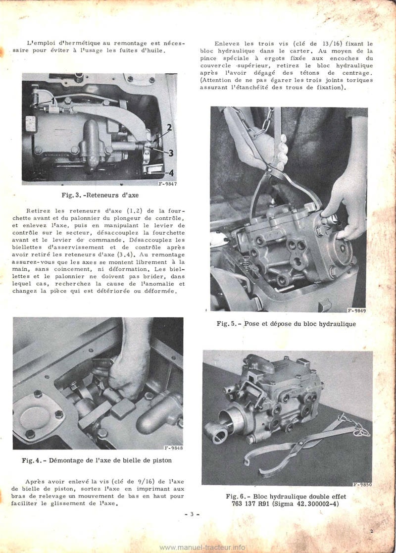 Cinquième page du Manuel de service tracteurs Mc Cormick International 265, 267 et 237 - Relevages hydrauliques MODULOR simple et double effet