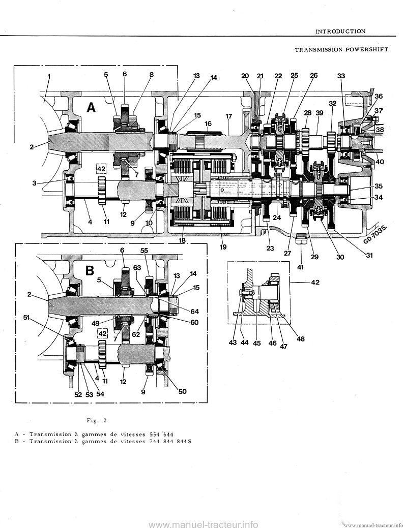 Extrait du guide de réparation - Manuel de service Transmission International IH 644, 744, 844 et 844S