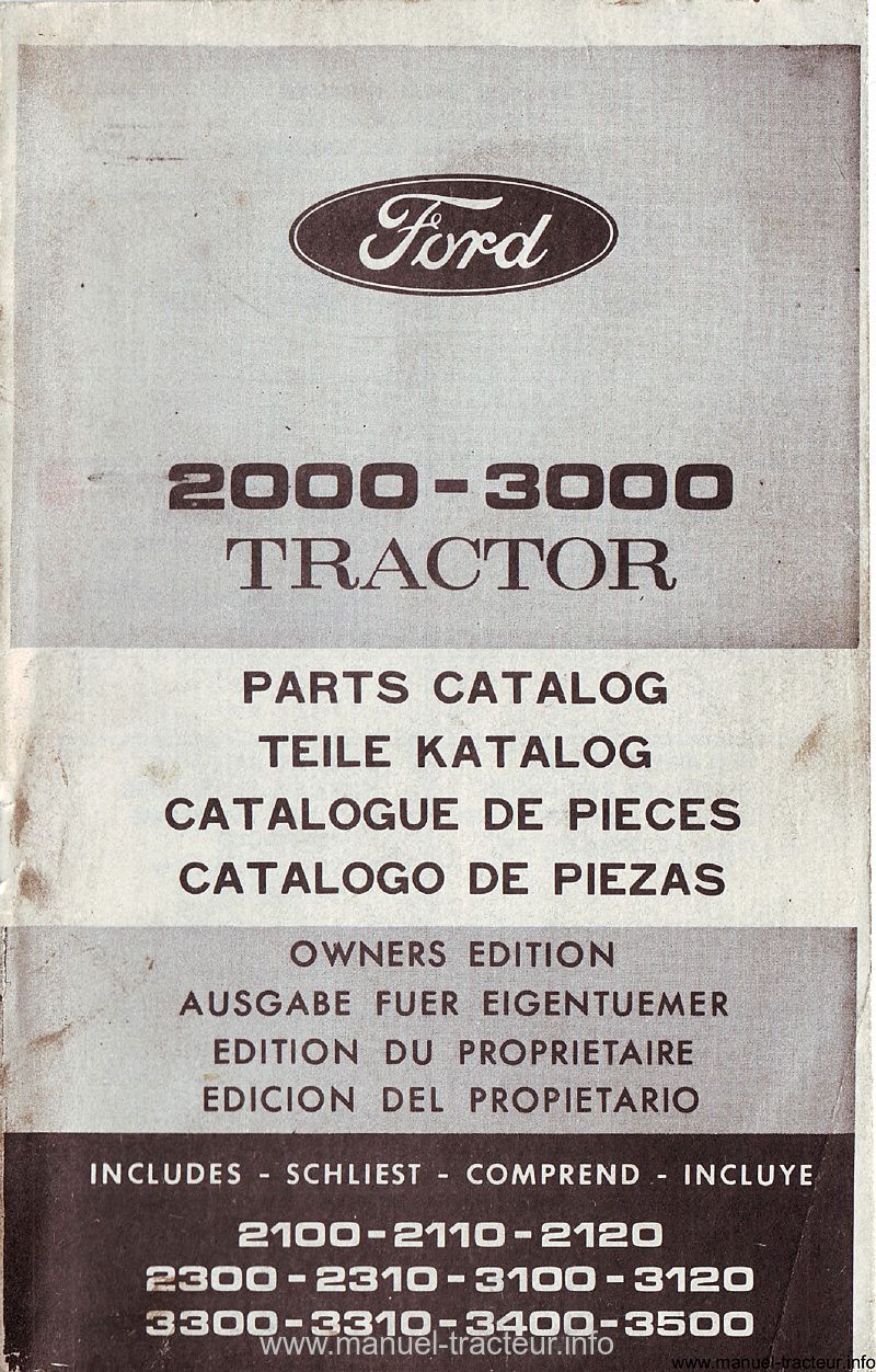 Première page du Catalogue pièces détachées FORD 2000 3000