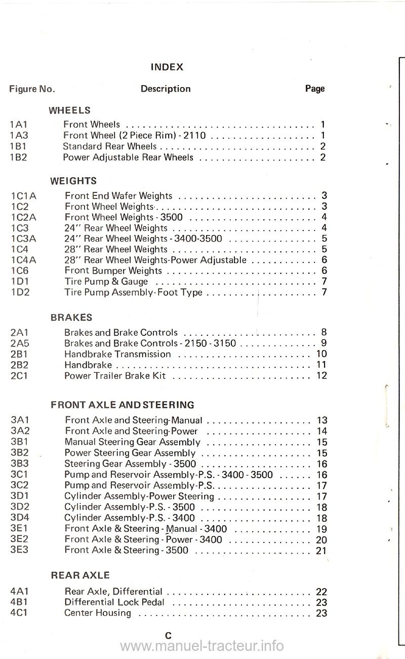 Sixième page du Catalogue pièces détachées FORD 2000 3000