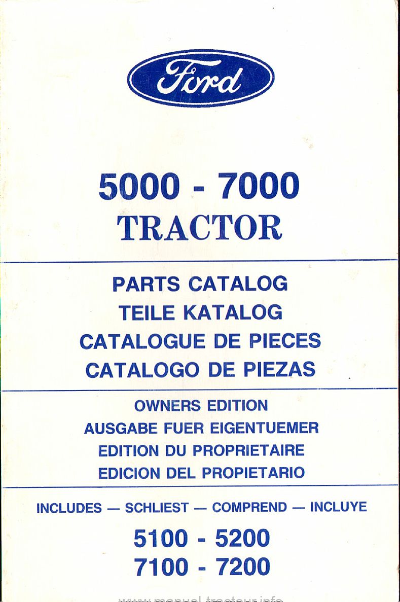 Première page du Catalogue pièces détachées FORD 5000 7000