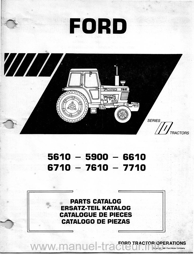 Première page du Catalogue pièces détachées Ford 55610 5900 6610 6710 7610 7710