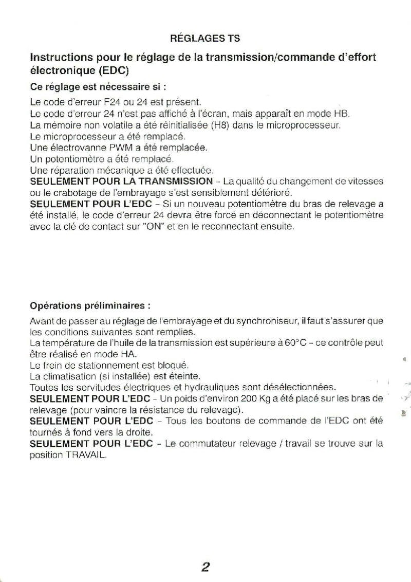 Troisième page du Manuel entretien tracteurs New Holland TS 90 100 110 115