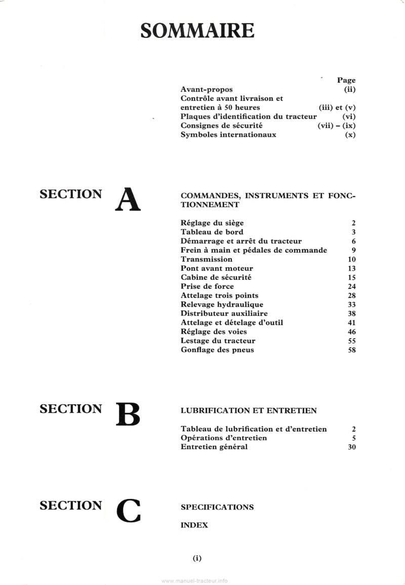 Troisième page du Manuel utilisation tracteurs Ford 3430 3930 4130 4630 5030